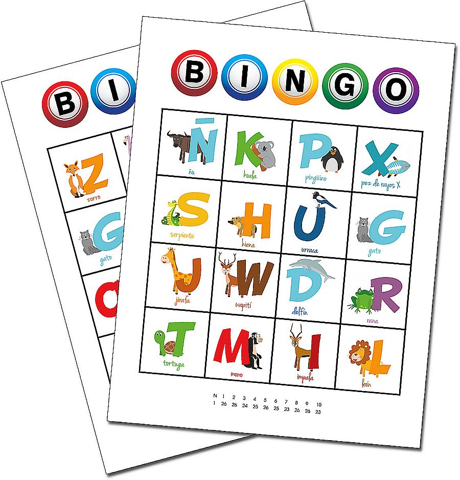Tarjetas de Bingo de Letras para Imprimir