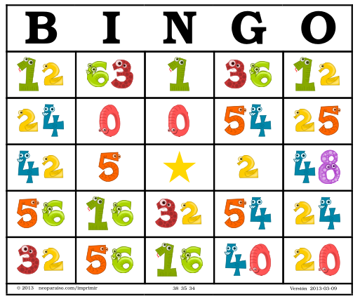 Bingo de multiplicaciones (neoparaiso.com)