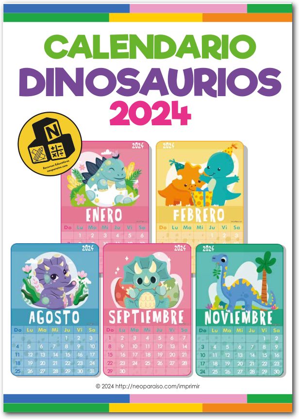 Calendario 2024 de Dinosaurios