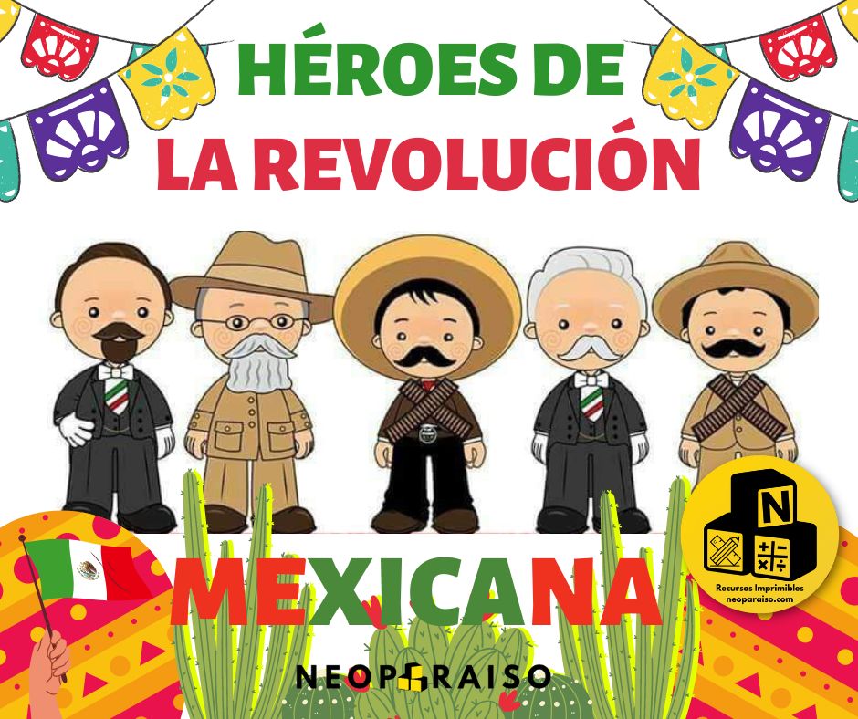 Héroes de la Revolución de México para Colorear