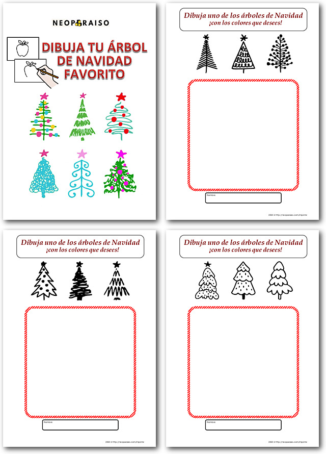 Diseños de Árboles de Navidad para Dibujar gratis