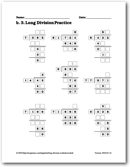 Long Division Worksheets