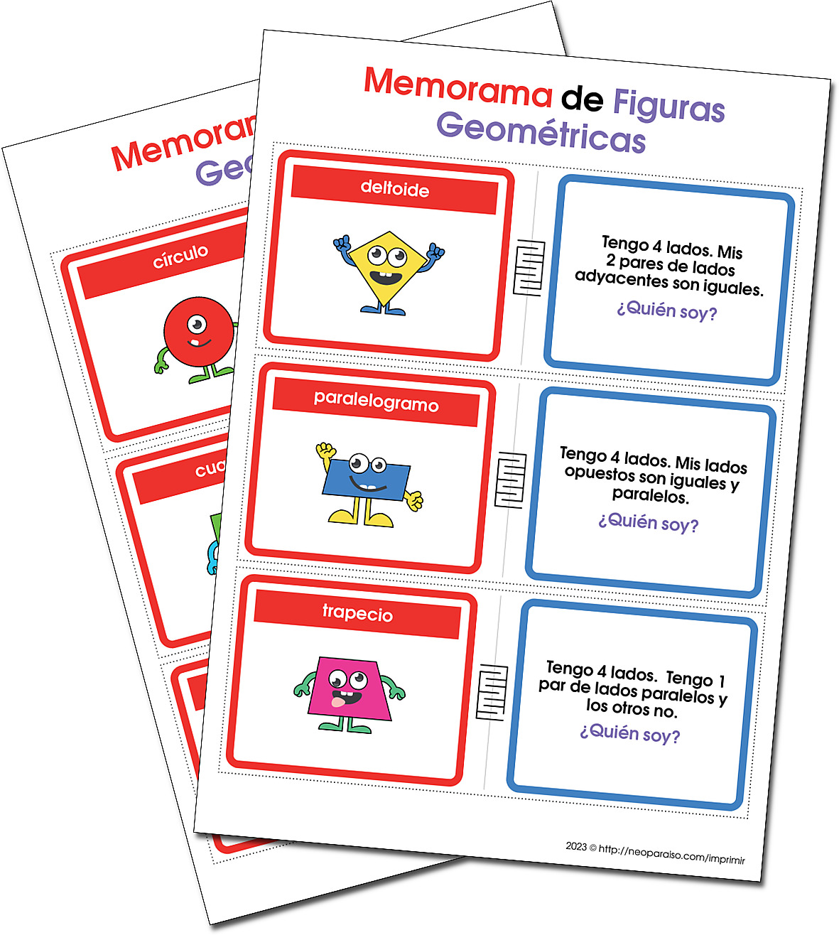 Memorama Figuras Geométricas gratis PDF