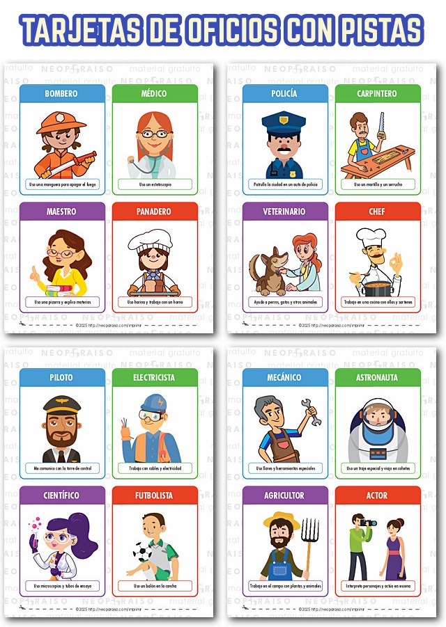 Tarjetas De Oficios Y Profesiones Para Imprimir