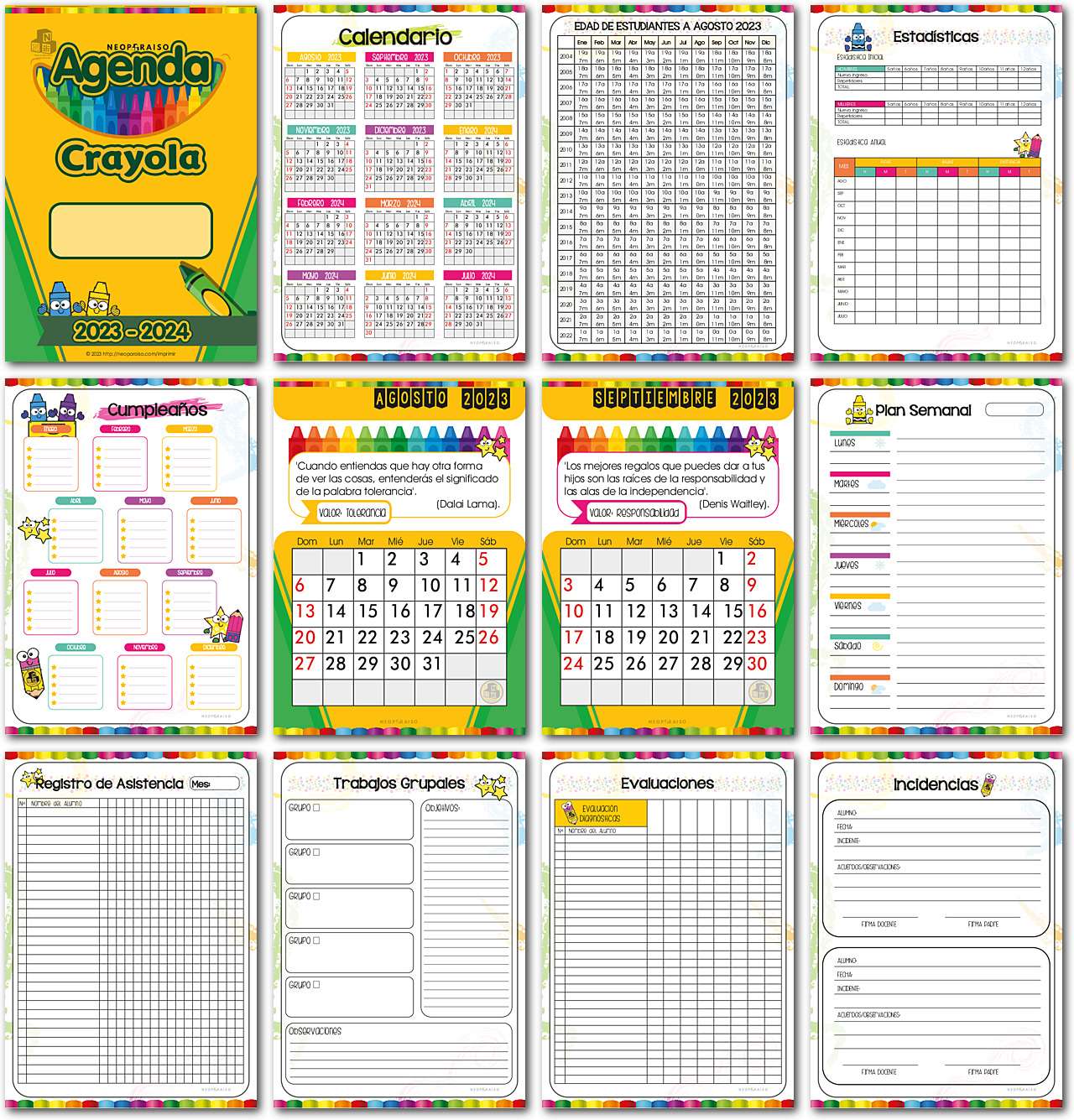 Agenda Crayola 20232024 Para Imprimir Gratis, 60 OFF