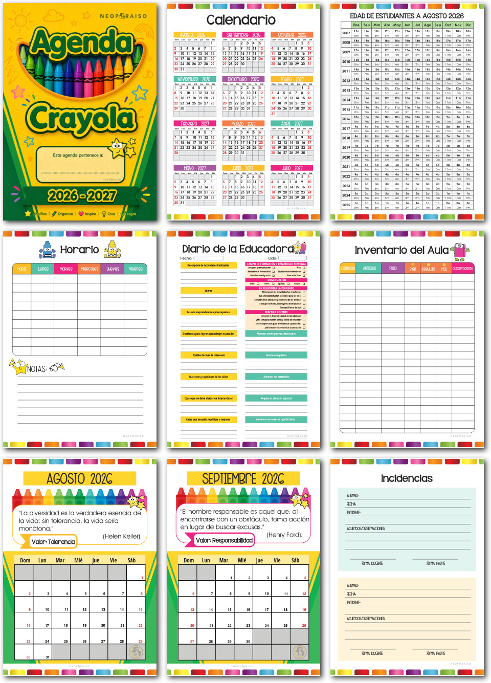 Agenda Crayola 2026-2027 Gratis