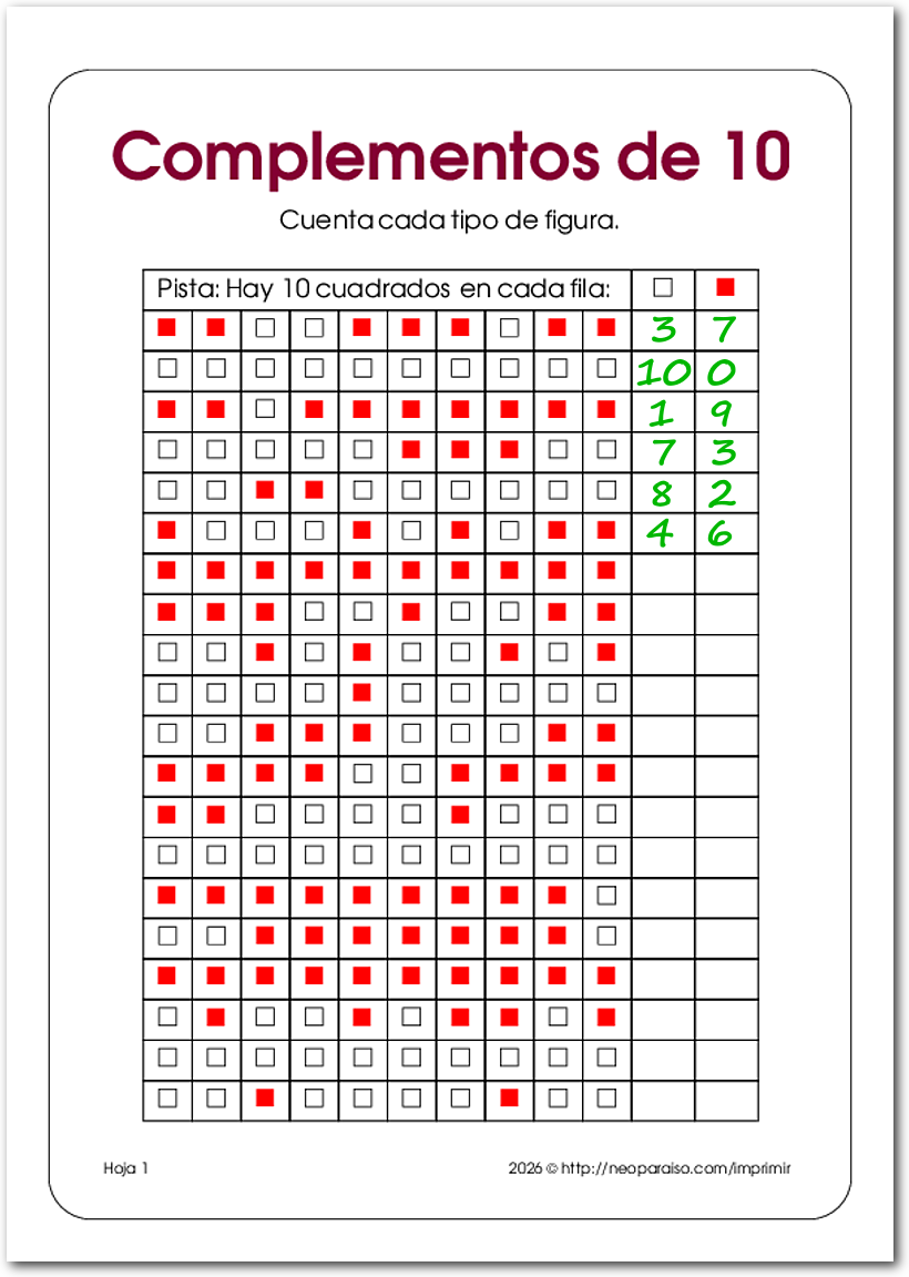 Ejercicios de Complementos de 10
