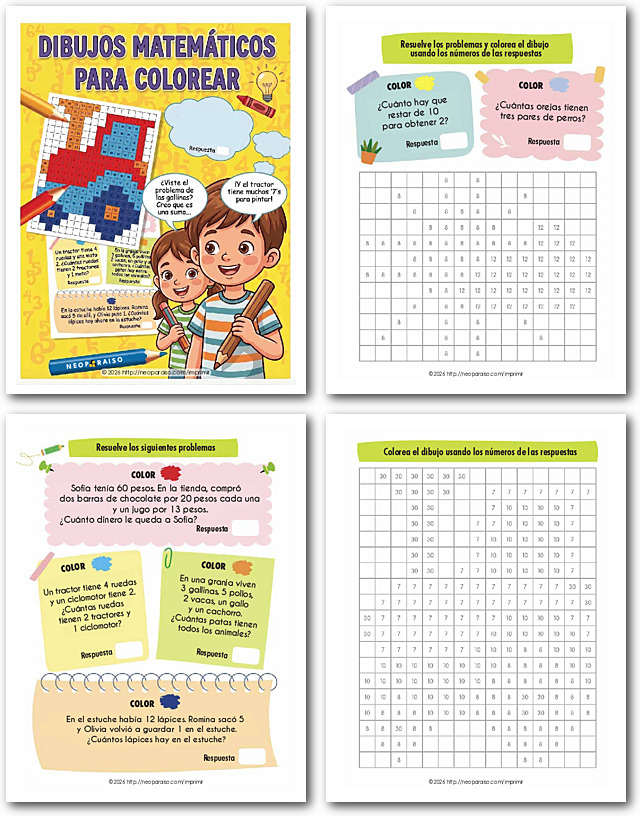 Problemas Matem&aacute;ticos para Colorear