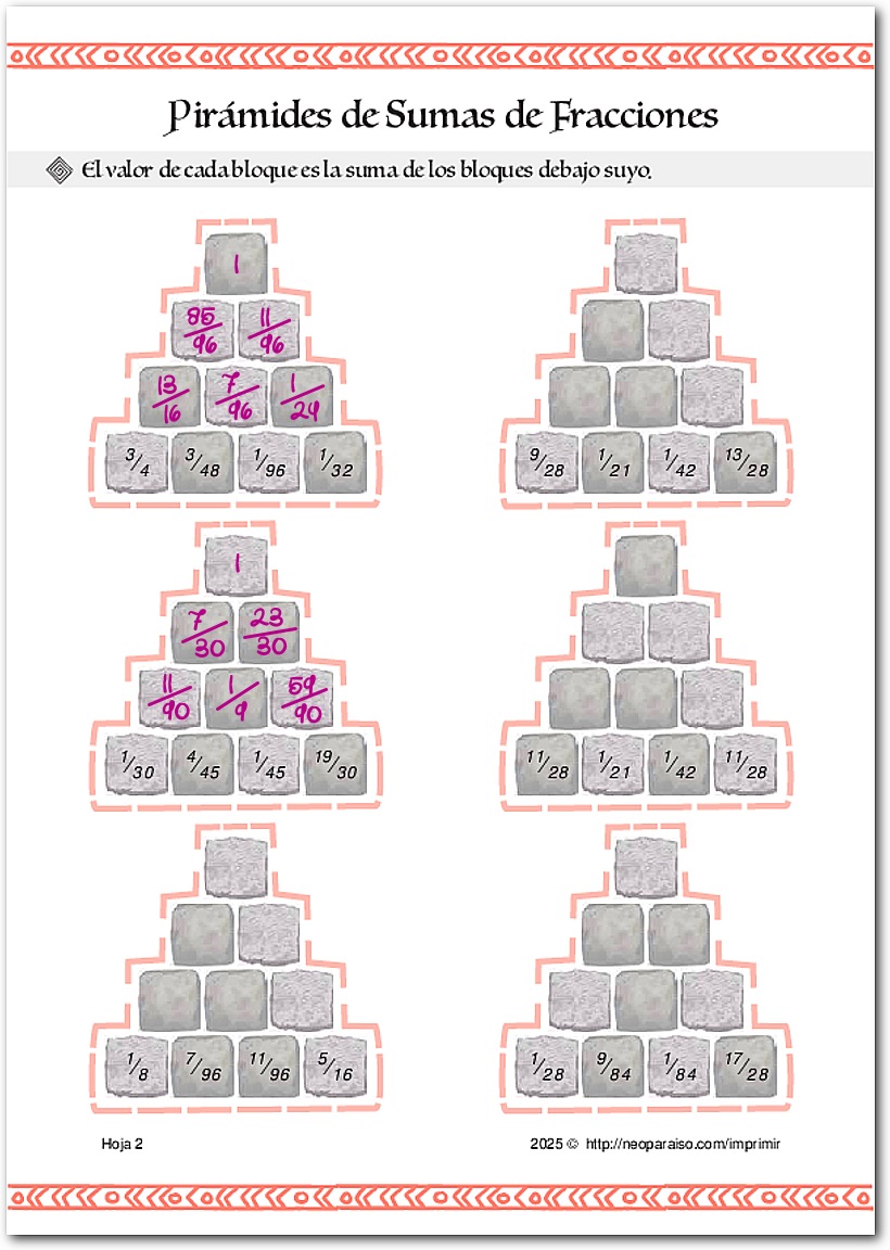 Pirámides de Sumas de Fracciones