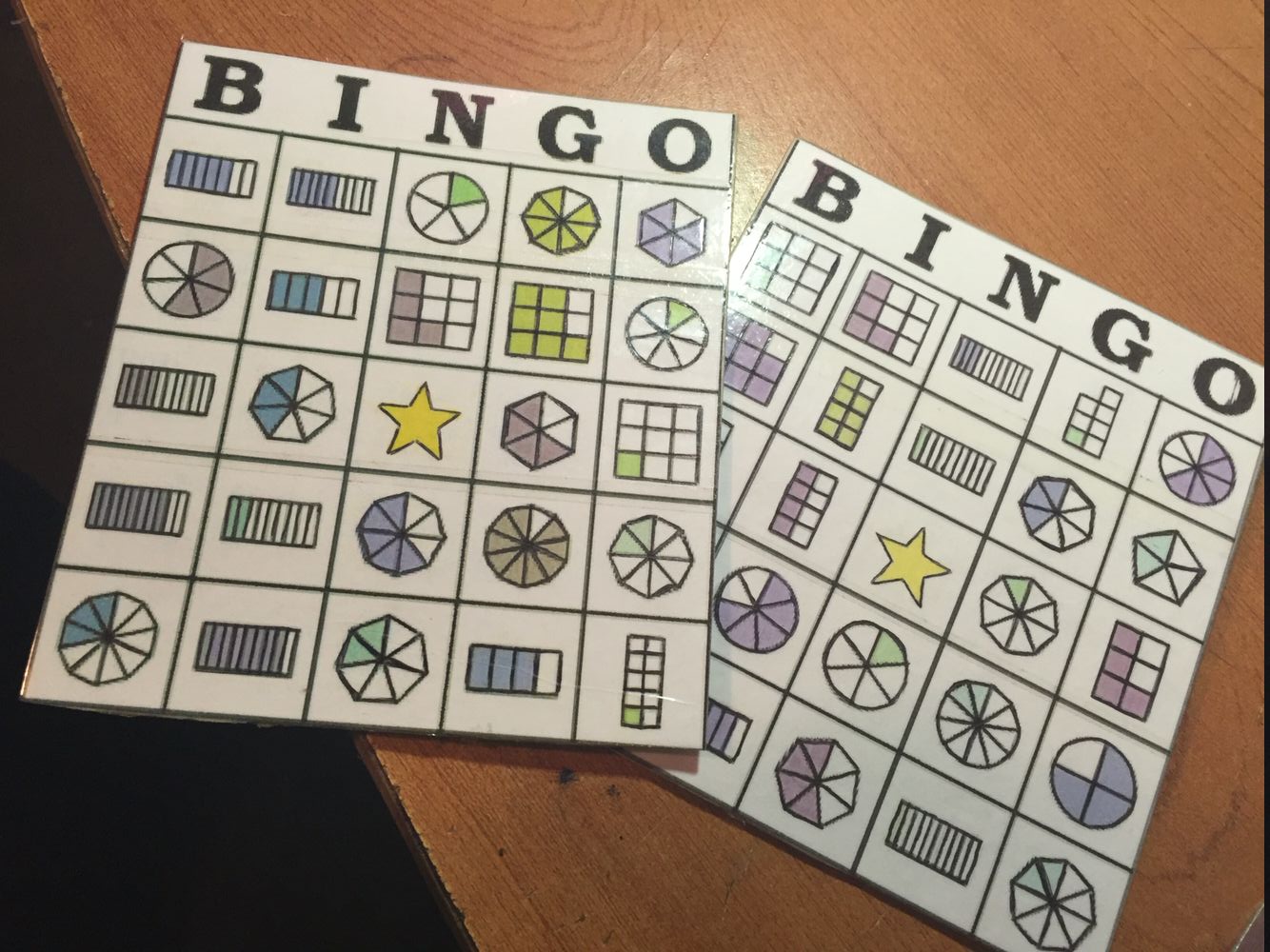Tarjetas de Bingo de Fracciones