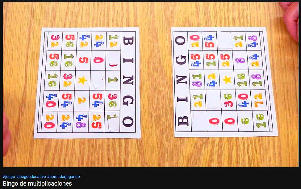 Imagen: bingo de multiplicaciones ejemplo