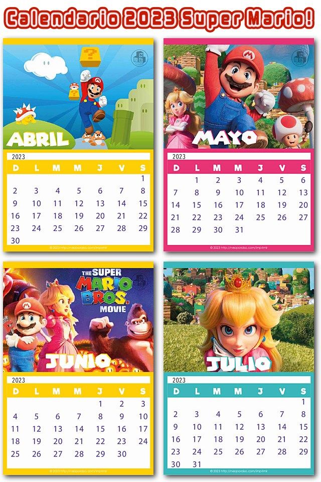 Calendario Super Mario 2023 PDF