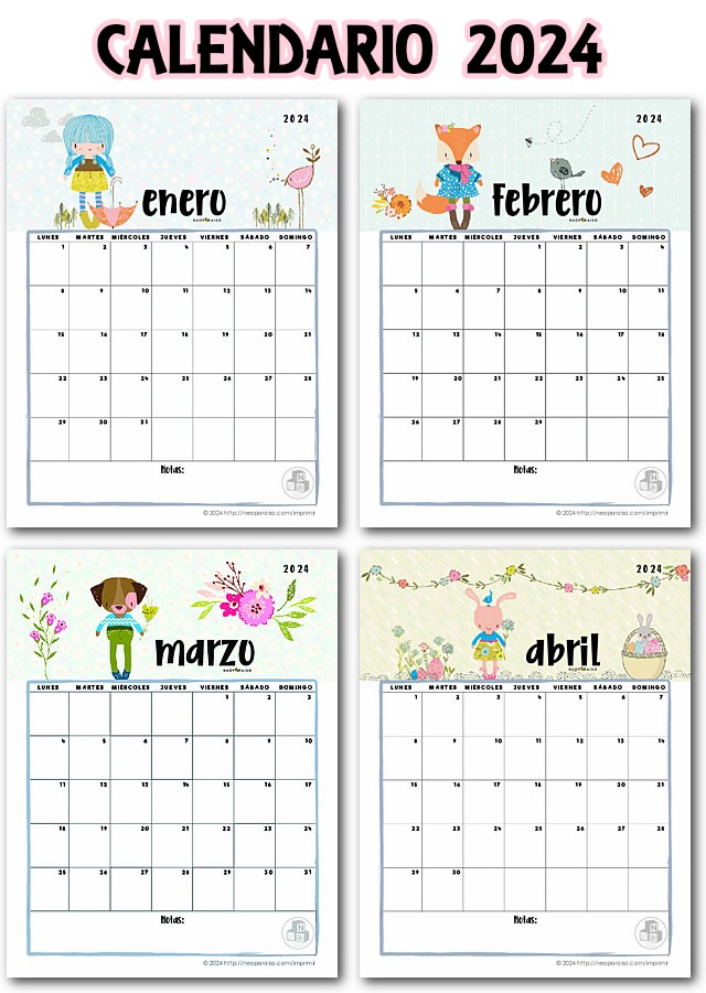 Calendario 2024 Calendario 2024 en Español Calendario 2024 de dos