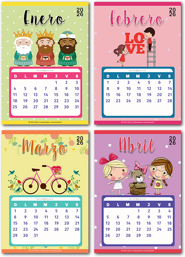 Calendario 2026 para Niños PDF