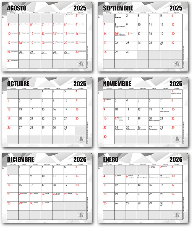 Calendario Mensual SEP 2025 2026 Sobrio