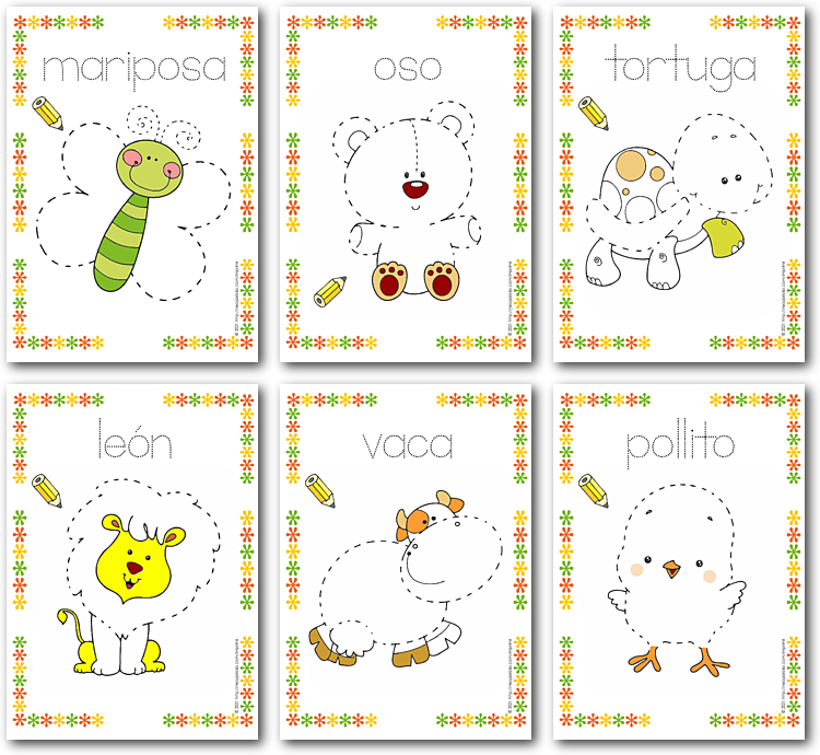 Dibujos de Animalitos con Trazos para Repasar