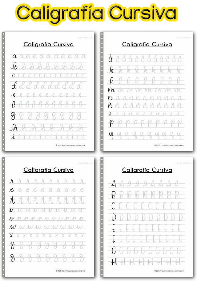 Planas de Caligrafía Cursiva gratis