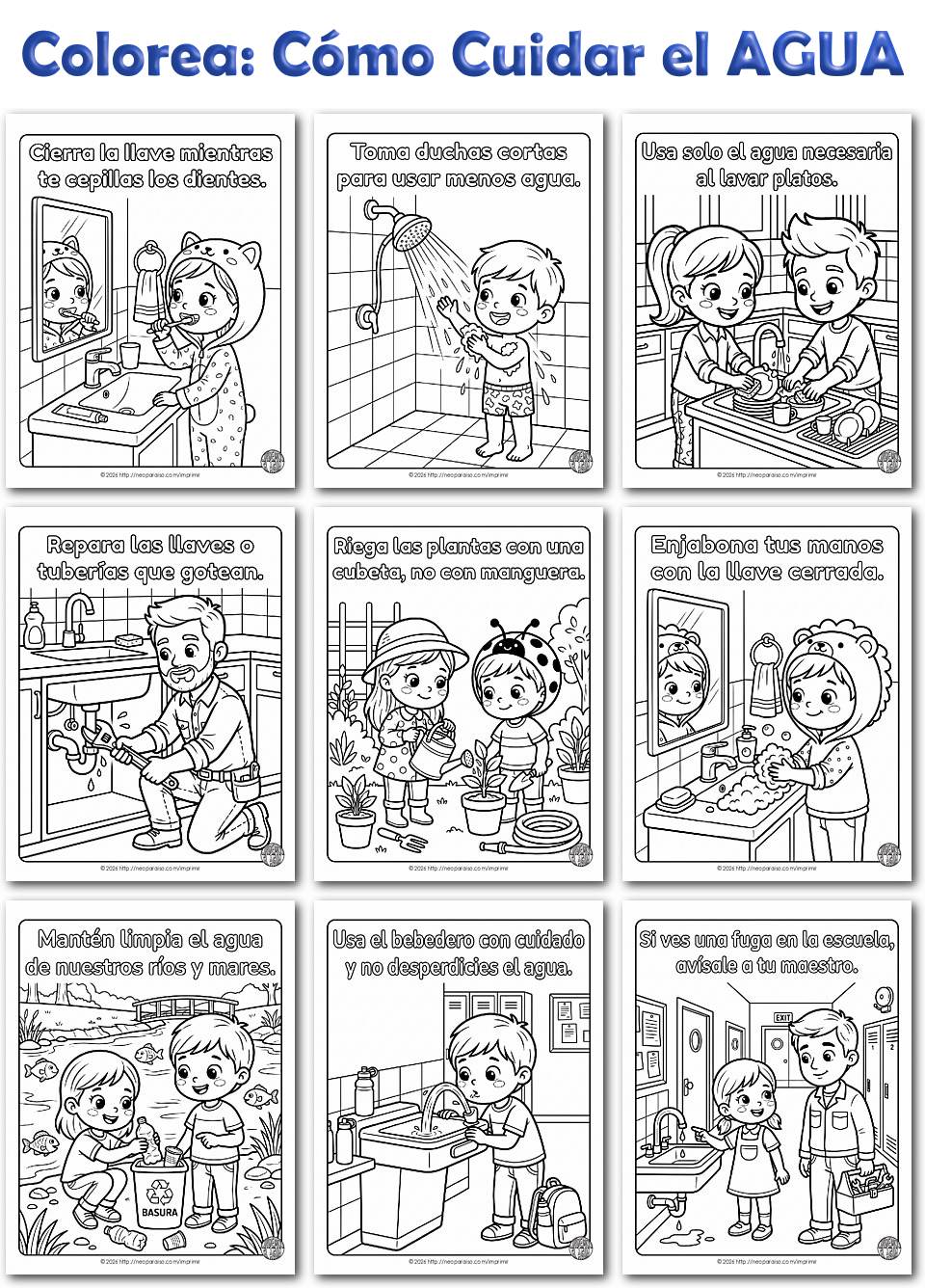 Colorea Cuidemos el AGUA