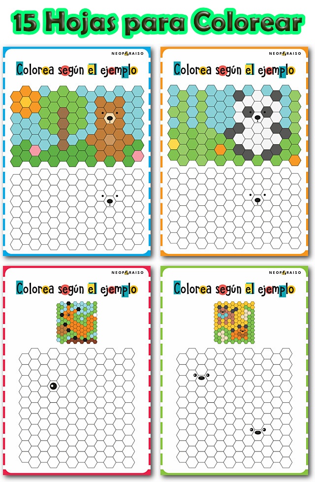 Hojas para colorear según el ejemplo