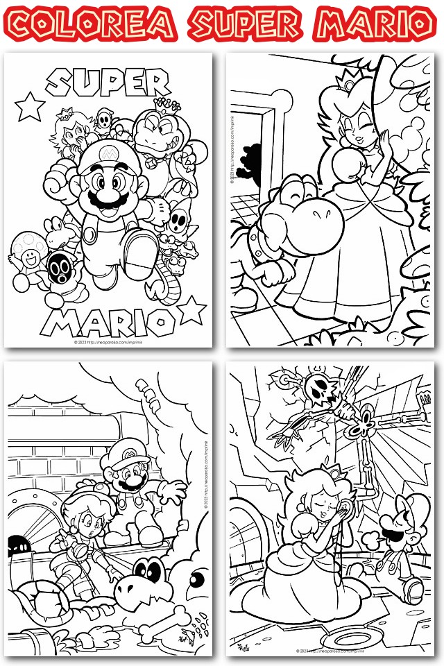 Dibujos para Colorear de Super Mario PDF gratis