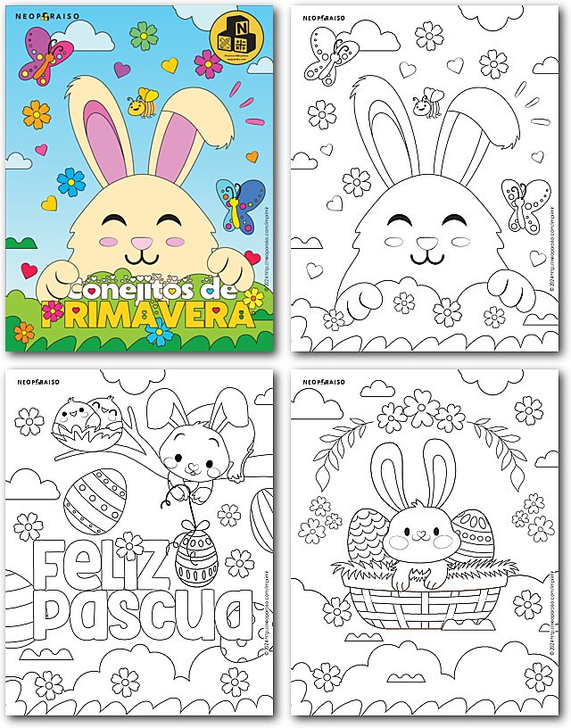 Hojas de Conejos de Pascua y Primavera PDF