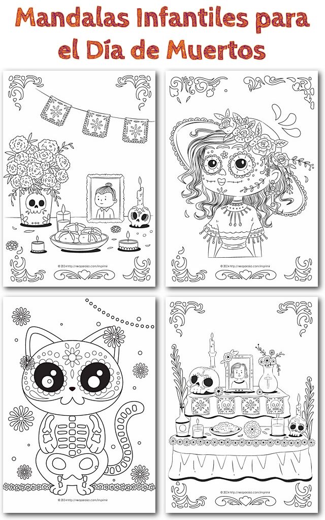 Dibujos para Colorear de Días de Muertos PDF gratis