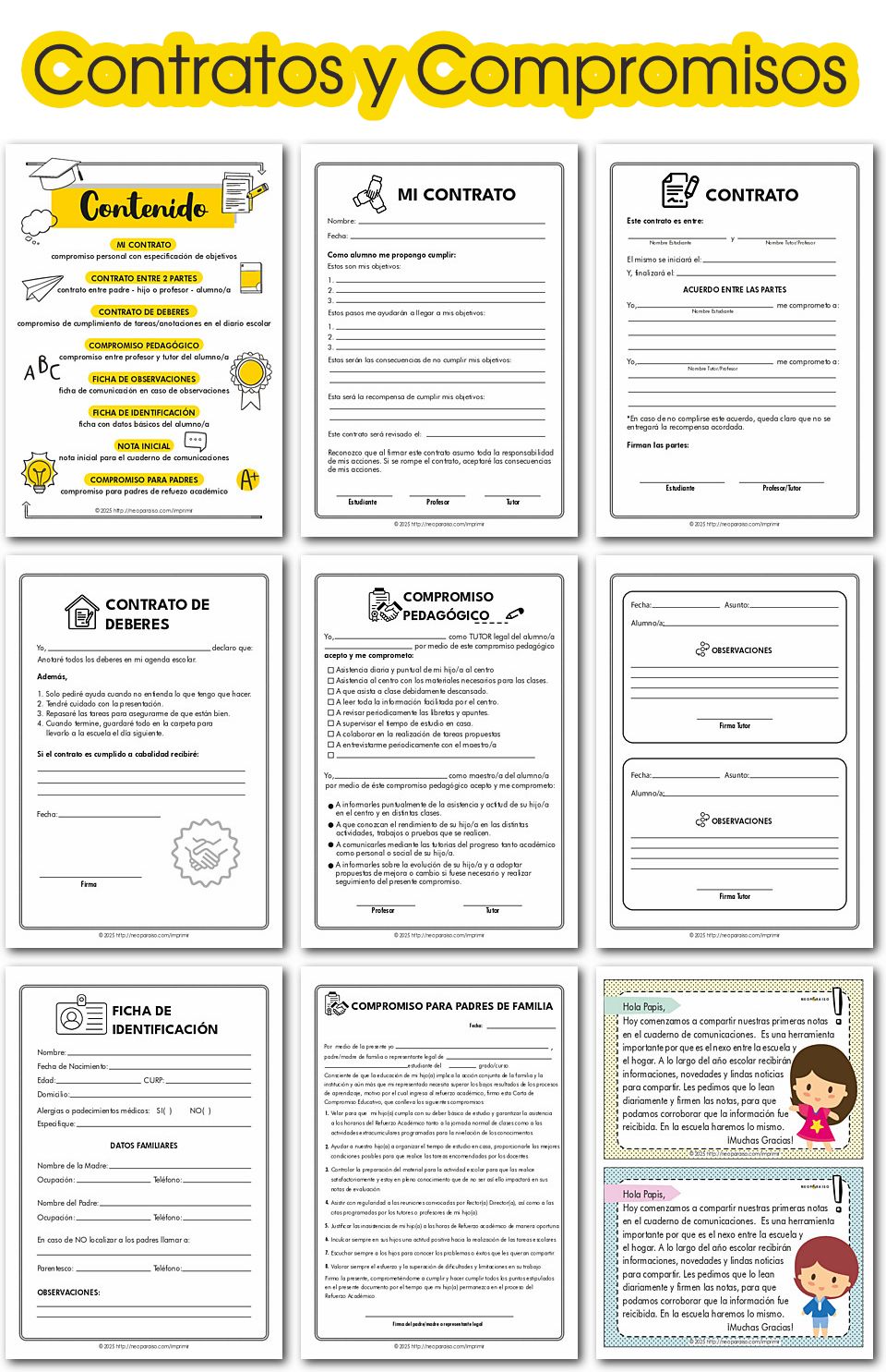 Contratos con Estudiantes y Padres