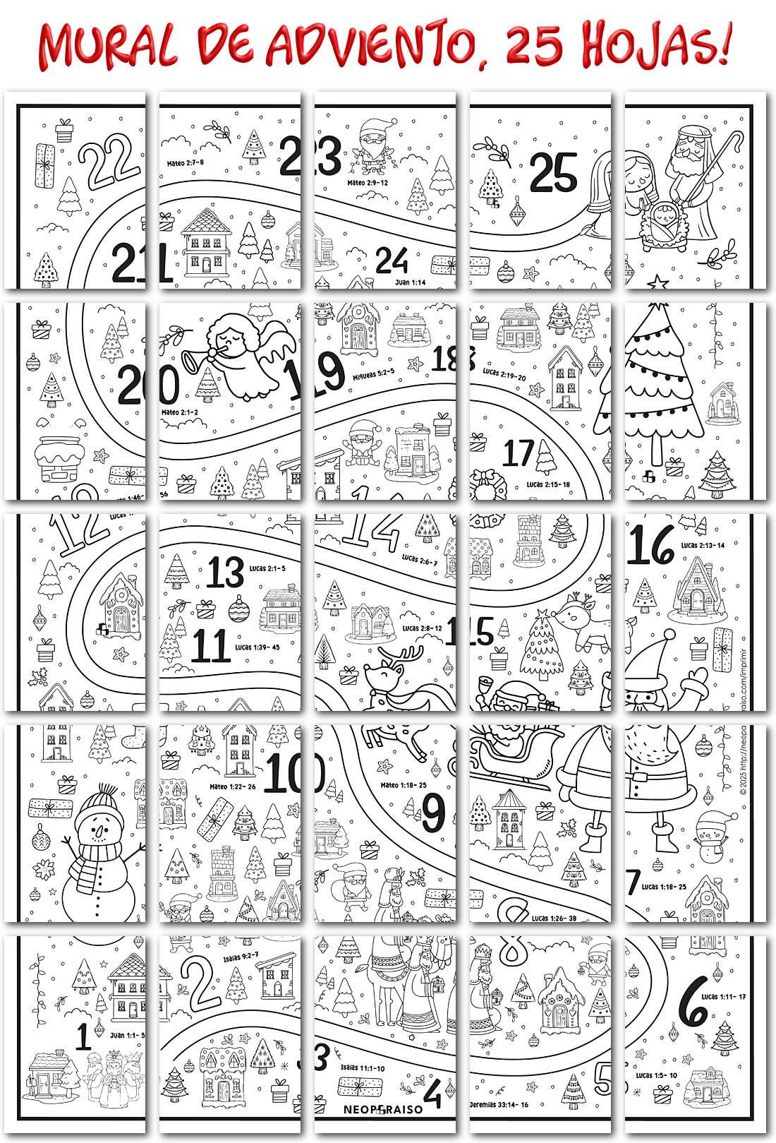 Mural de Adviento para Colorear PDF