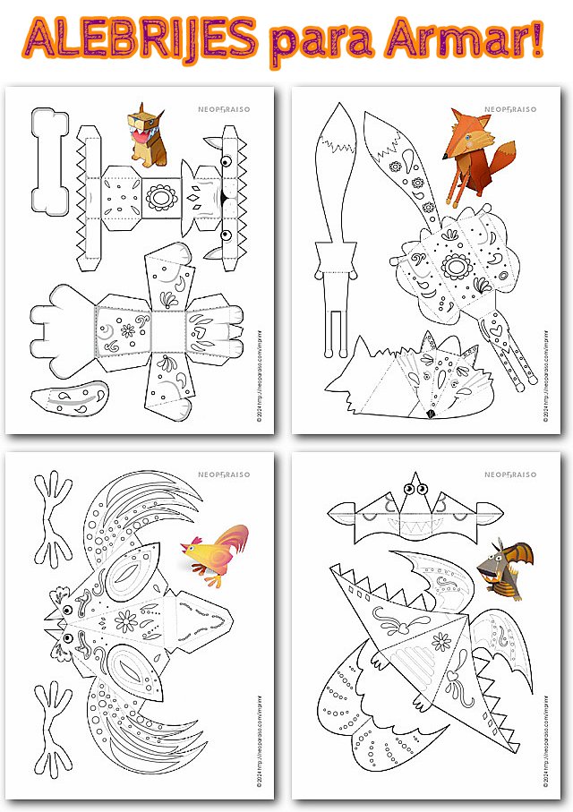 Alebrijes de Papel para Armar PDF gratis