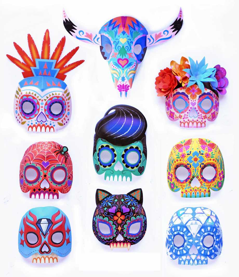 Máscaras del Día de Muertos hechas de Papel