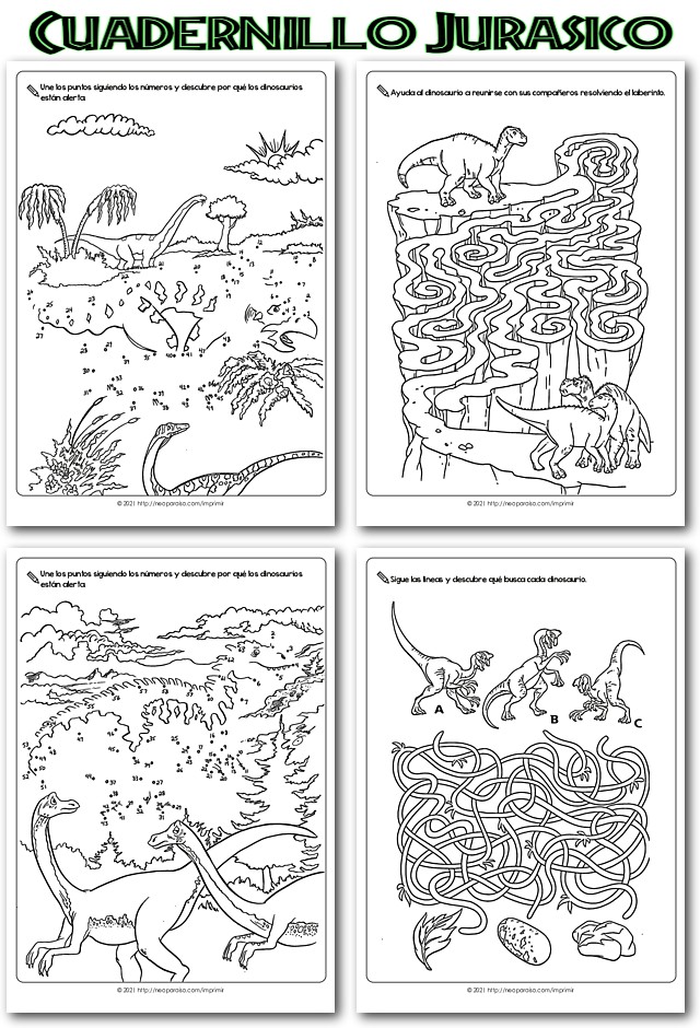 Cuadernillo de Dinosaurios para Colorear