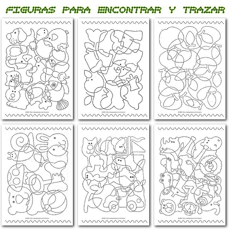 Hojas con Dibujos Escondidos para Trazar