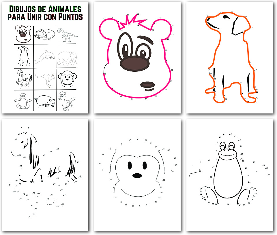 Dibujos de Animales para unir con puntos