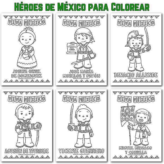 Héroes de la Independencia de México para Colorear