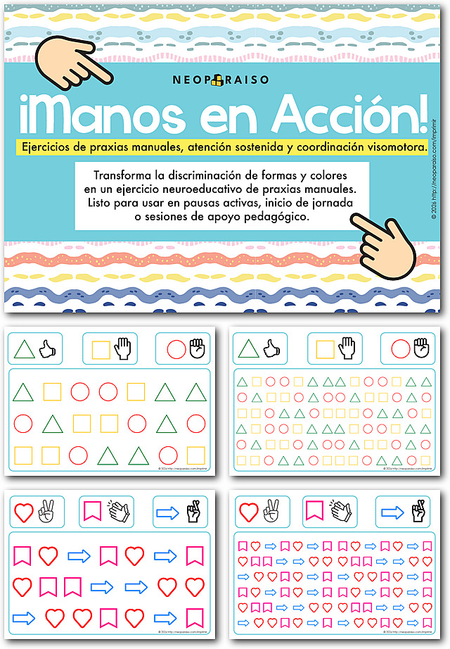 Ejercicios de Praxias manuales gratis