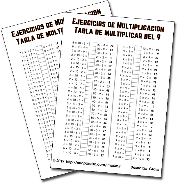 Imagen: ejercicios tablas multiplicar