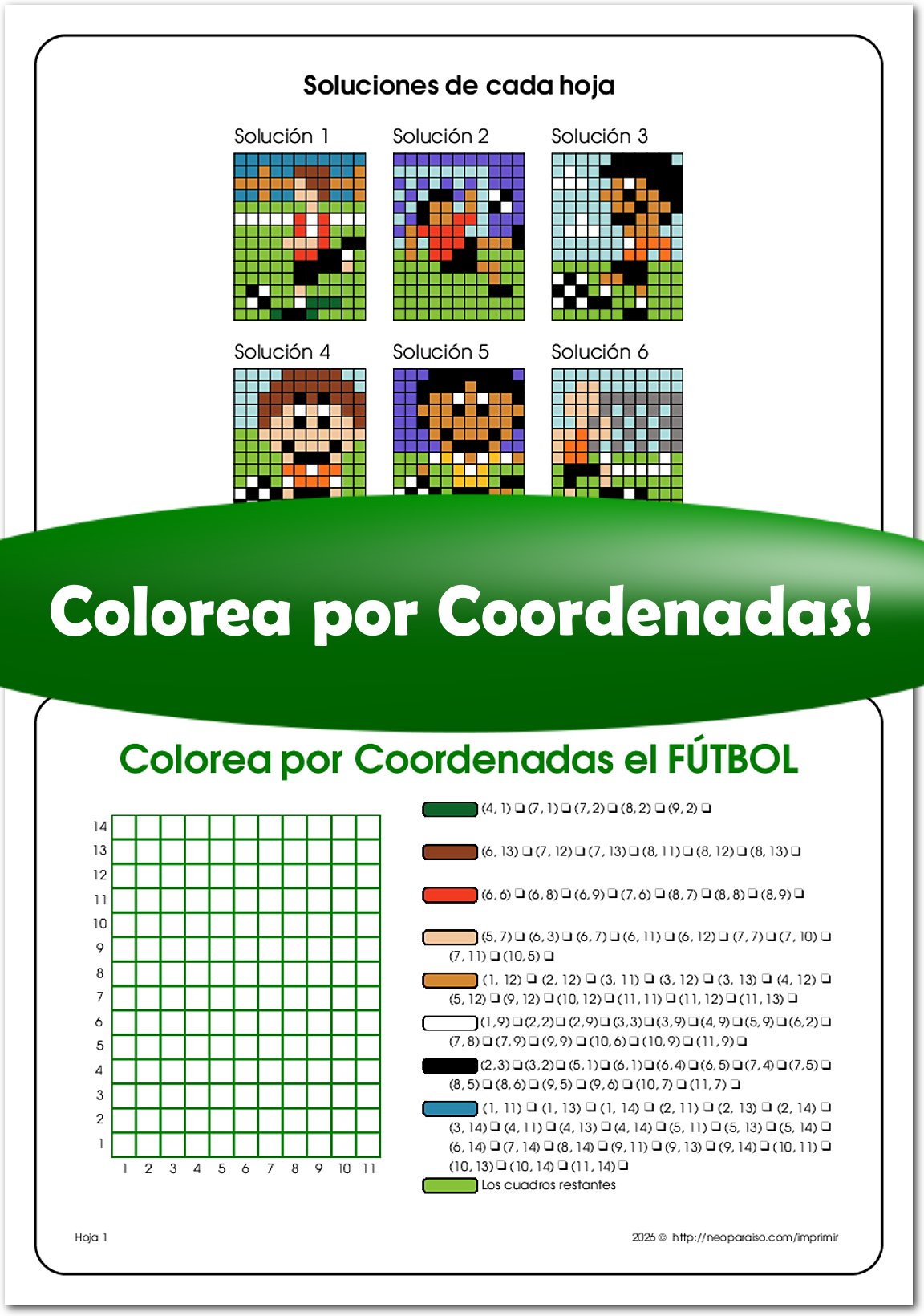 Hojas para Colorear por Coordenadas PDF gratis