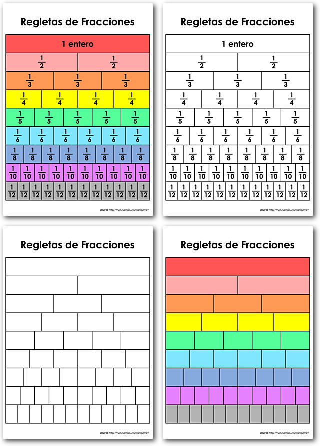 Regletas de Fracciones PDF