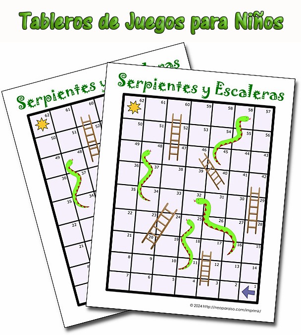 Tablero de Serpientes y Escaleras gratis PDF
