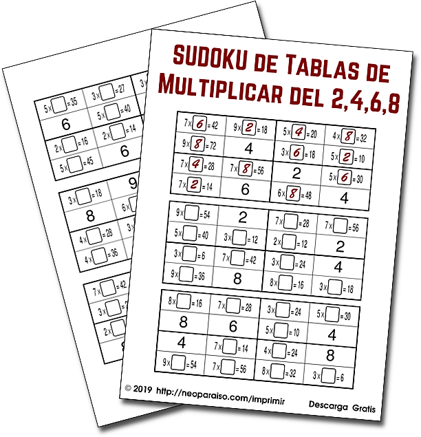 sudoku de tablas de multiplicar