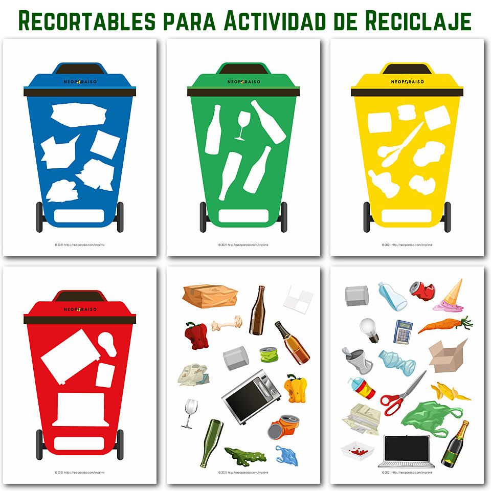 Recortables de Reciclaje Basureros PDF
