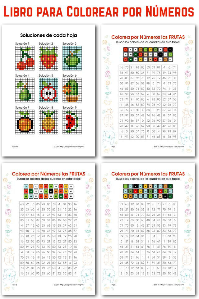 Libro para para Colorear por n&uacute;meros PDF gratis