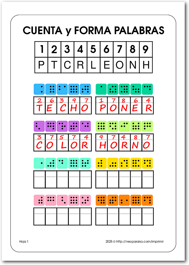 Cuenta y Forma Palabras
