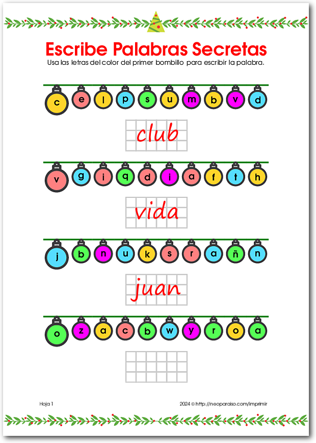 Palabras Ocultas en Luces de Navidad PDF