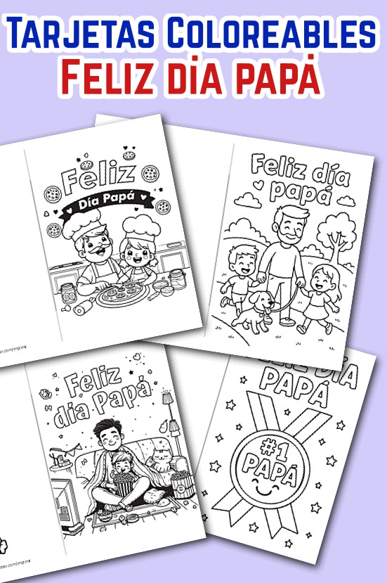 Tarjetas Colorables del Día del Padre PDF gratis
