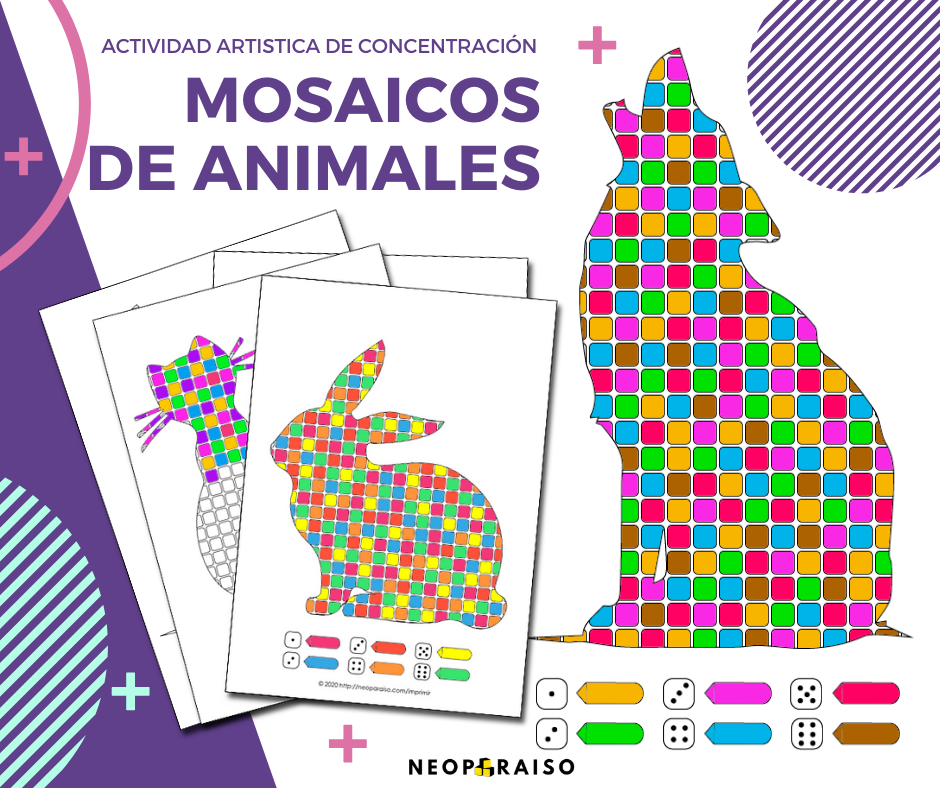 Mosaicos para Pintar de Siluetas de Animalitos