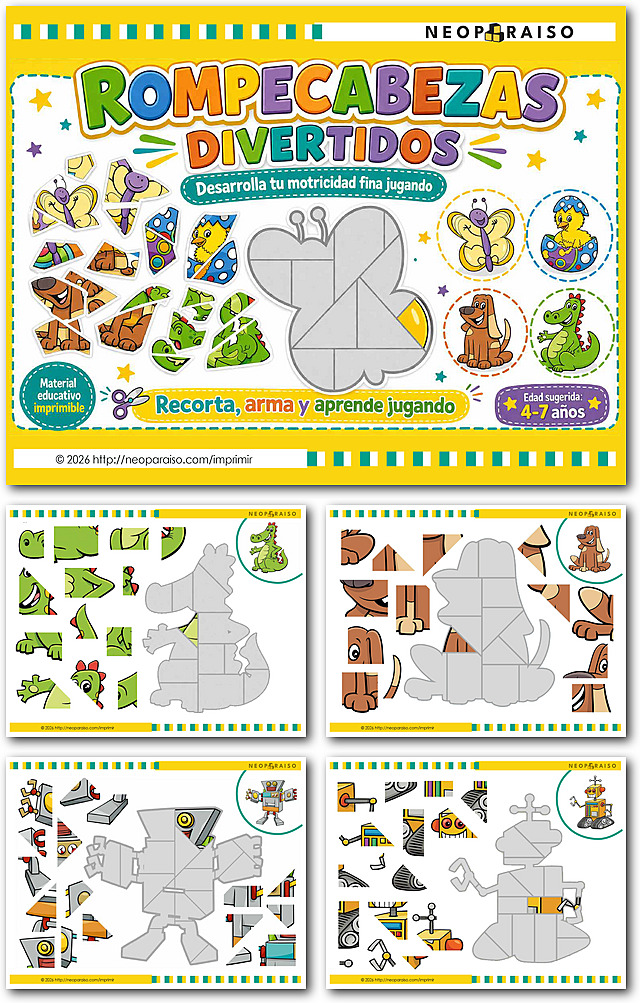 Puzzles para Recortar y Pegar PDF gratis