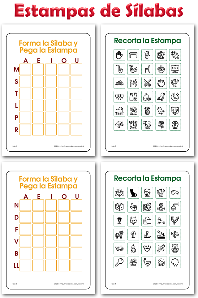 Estampas Sil&aacute;bicas para Recortar PDF gratis