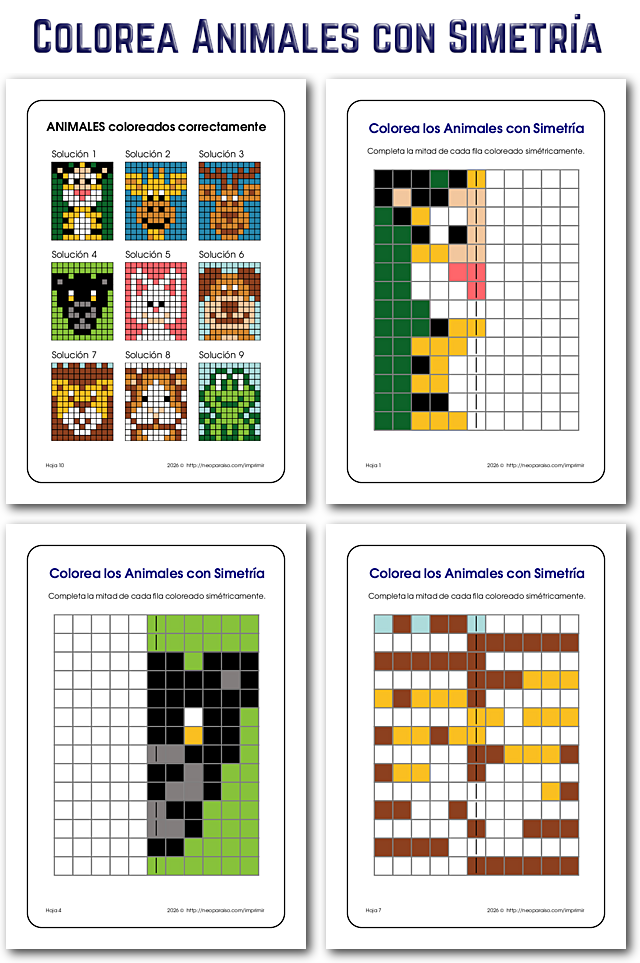 Dibujos para Colorear con Simetr&iacute;a PDF gratis