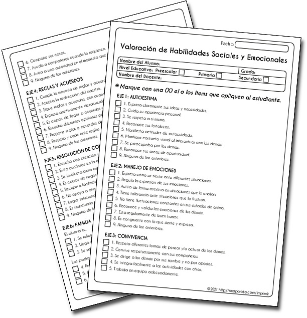 Diagnóstico Socioemocional PDF para llenar